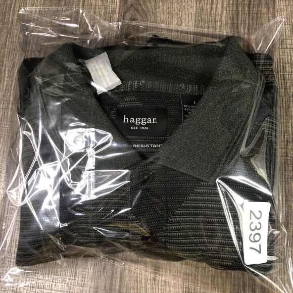 VTG Haggar Sweater Mens L Argyle Henley Knit Collared Grandpa 90s Green Classic - Picture 10 of 10